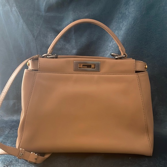 Fendi Handbags - Fendi Peakaboo Tan & Snakeskin Bag